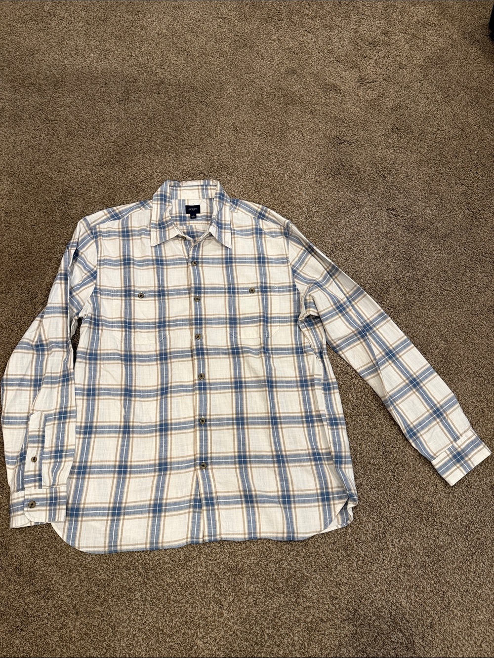 J. Crew Blue and White Plaid Button-Up Shirt